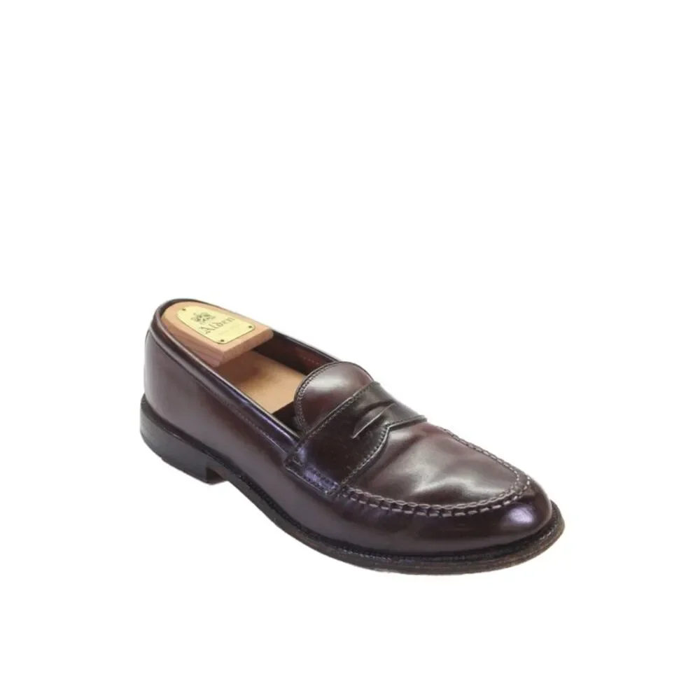 Alden Mens Leather Apron Toe Penny Loafers Brown Size 8.5